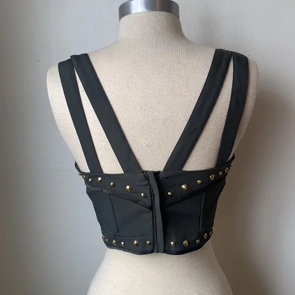 - Guess Marciano Olive Green Studded Crop Corset Bustier 4 - Picture 6 of 9